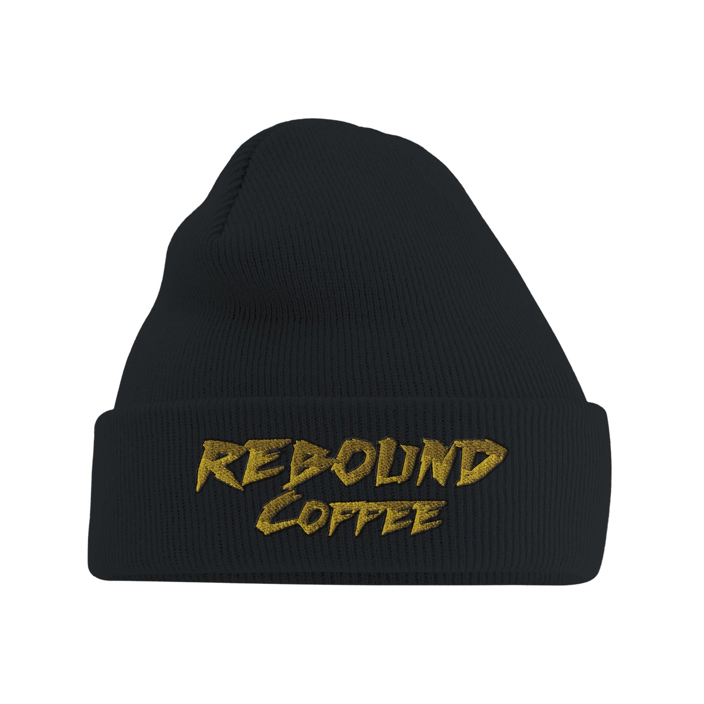 Rebound Coffee Cold Start Beanie – classic knit beanie with embroidered logo