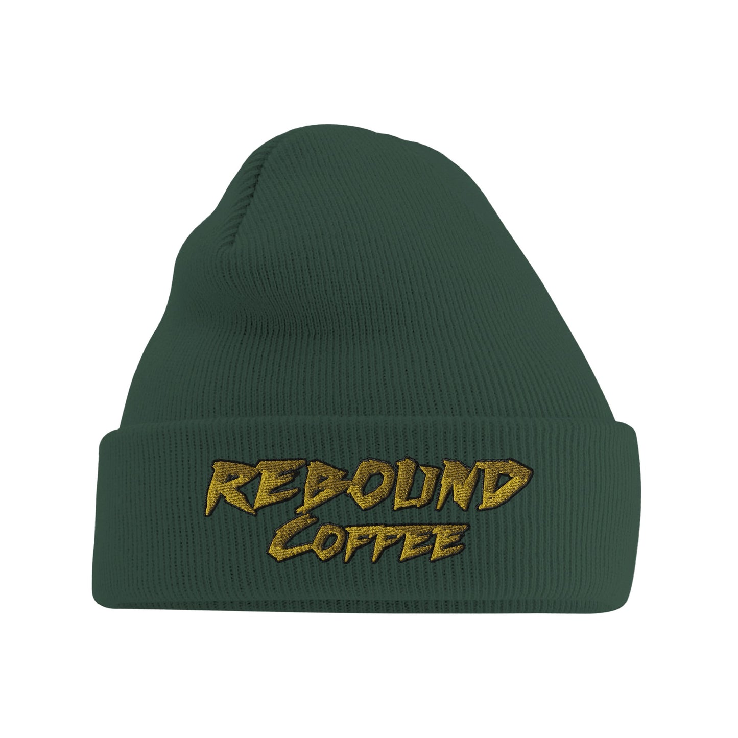 Rebound Coffee Cold Start Beanie – classic knit beanie with embroidered logo
