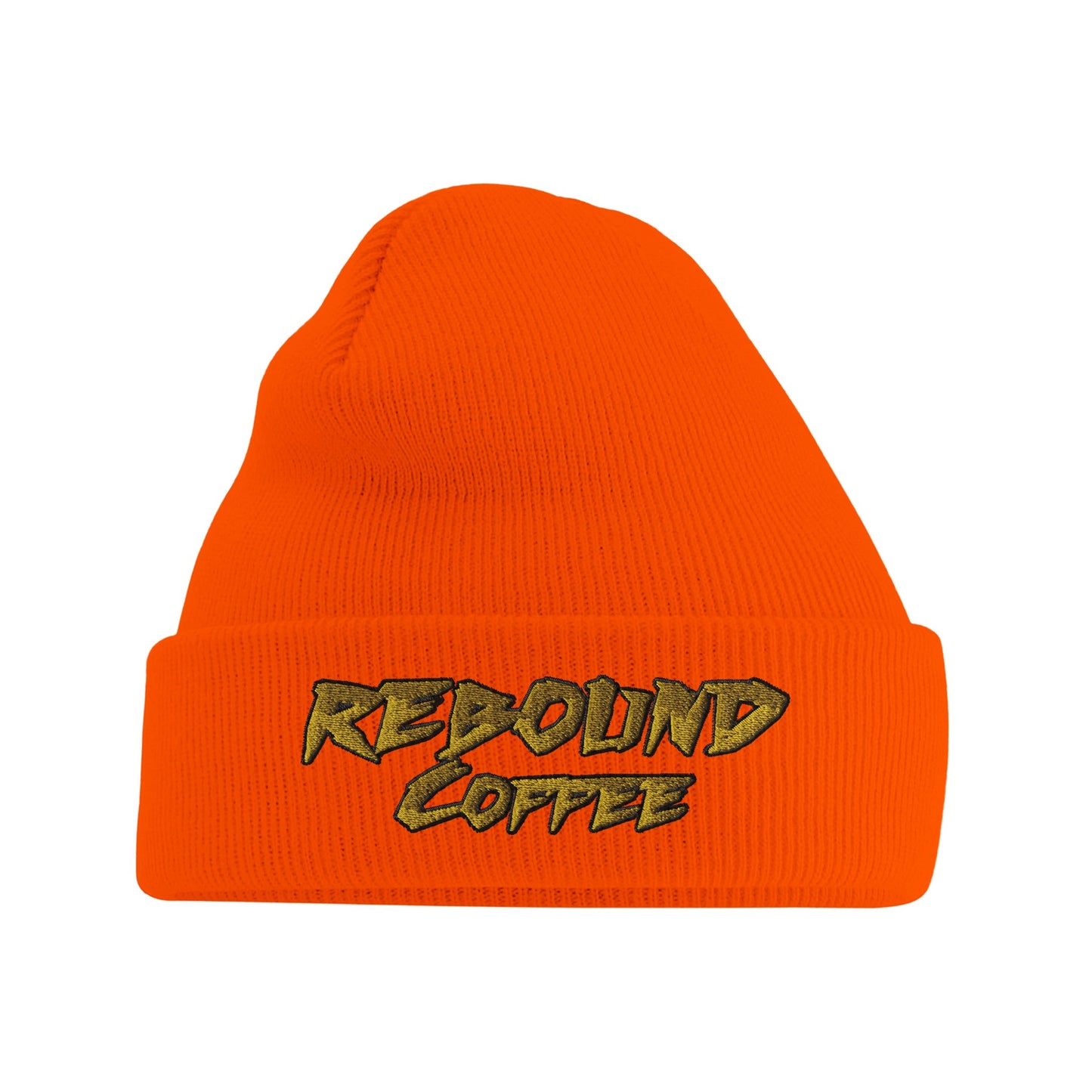 Rebound Coffee Cold Start Beanie – classic knit beanie with embroidered logo