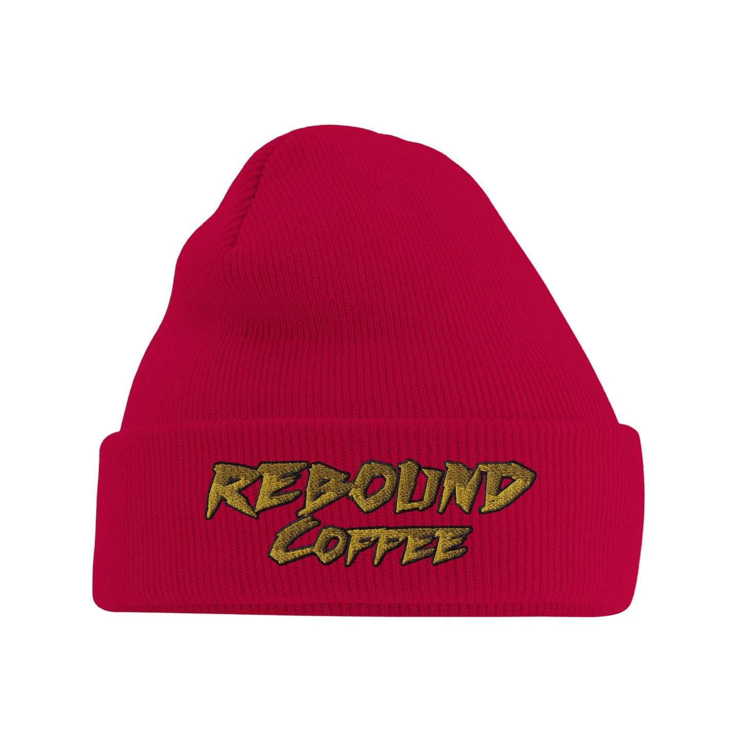 Rebound Coffee Cold Start Beanie – classic knit beanie with embroidered logo