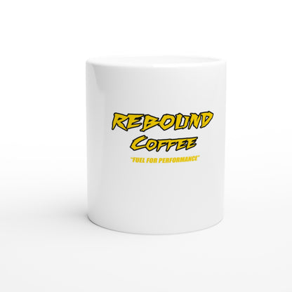 Rebound Coffee Garage Mug – ceramic coffee mug with Fuel For Performance branding